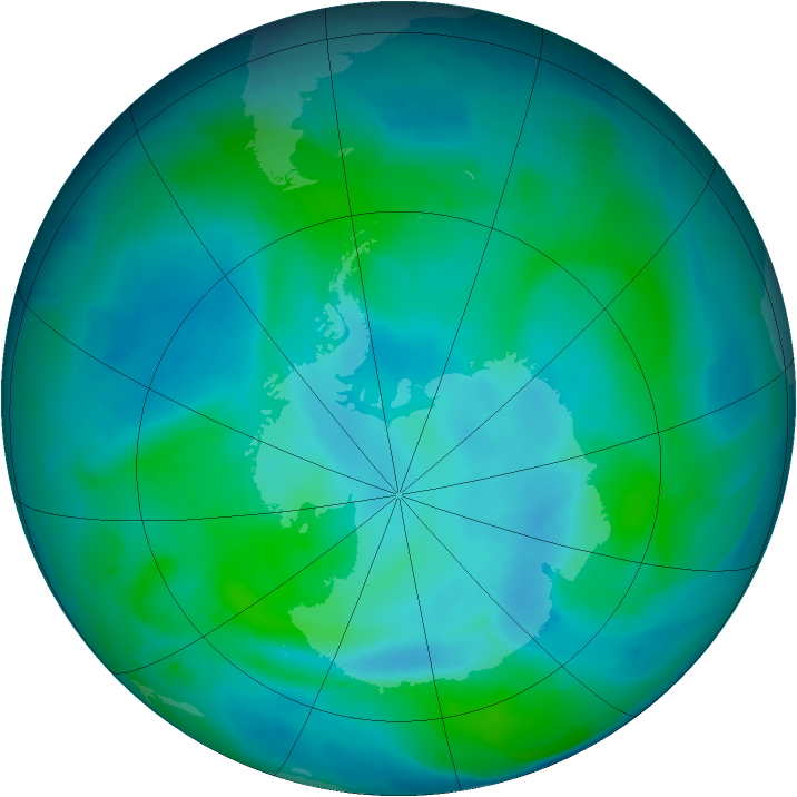 Antarctic ozone map for 16 February 2013